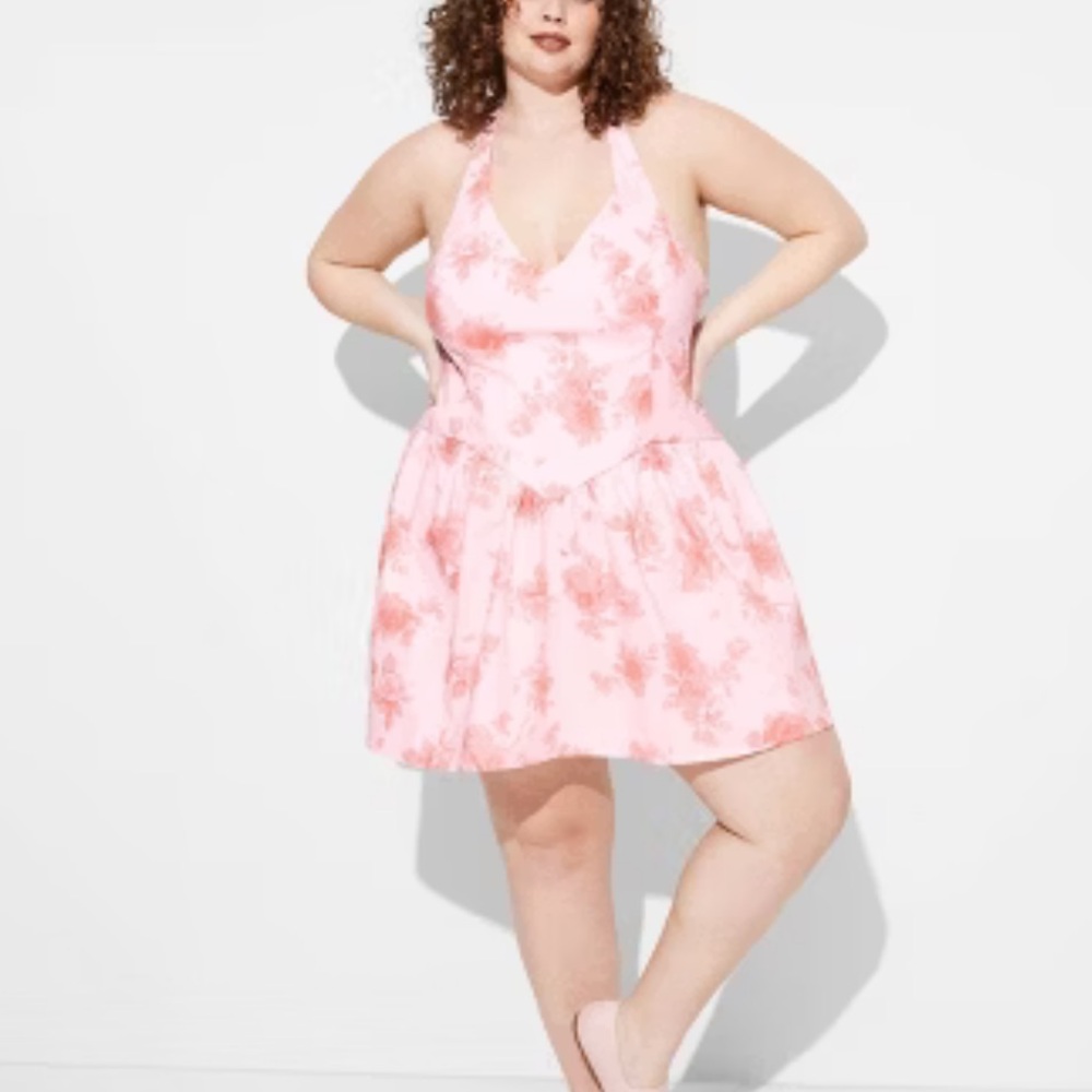 NWT Wild Fable Women's Light Pink Mini Skater Dress in a Size XXL.